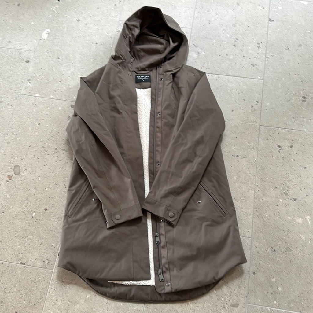 Athleta Sherpa Lines Rain Coat In Light Brown